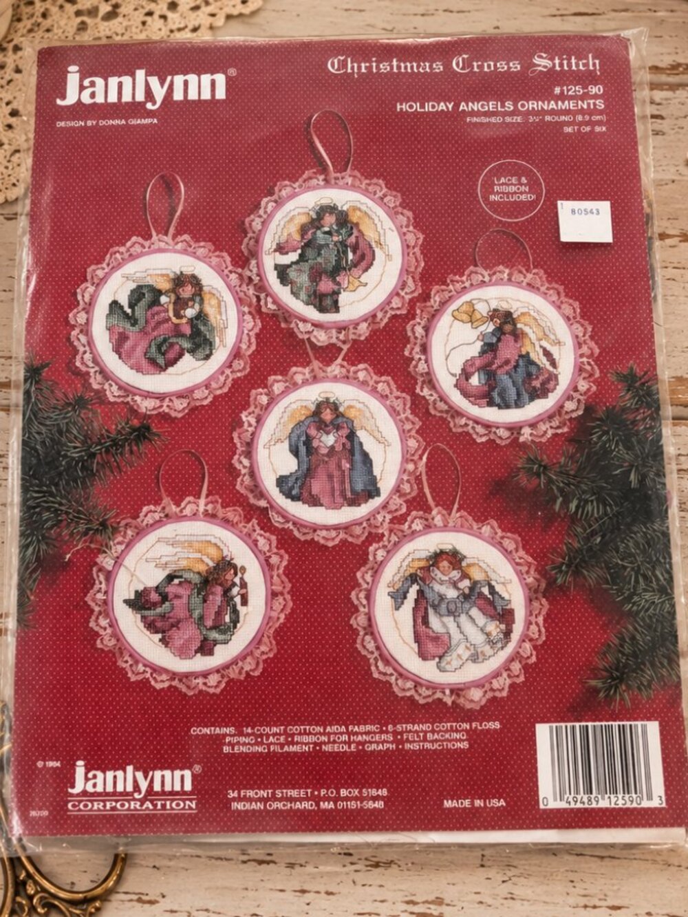 Vintage 1994 Janlynn Holiday Angels Cross Stitch Ornament Kit Set of 6 #125-90